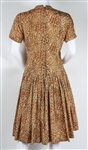 1950s WOMEN'S BROWN FLORAL PRINT MIDI LENGTH DRESS