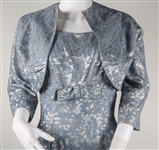 1950s WOMEN'S BLUE FLORAL MIDI LENGTH DRESS