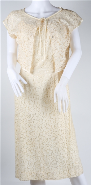 1950s MARTIN BERENS WOMENS WHITE MIDI LENGTH DRESS