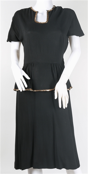1950s MARIE-EILEEN WOMENS MIDI LENGTH BLACK DRESS