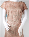 1950s FERMAN O'GRADY WOMEN'S PINK & GREEN LACE DRESS