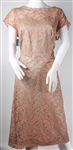1950s FERMAN OGRADY WOMENS PINK & GREEN LACE DRESS