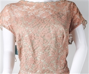 1950s FERMAN O'GRADY WOMEN'S PINK & GREEN LACE DRESS