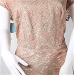 1950s FERMAN O'GRADY WOMEN'S PINK & GREEN LACE DRESS