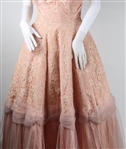 1960s WOMEN'S PINK FLORAL FULL LENGTH FORMAL DRESS