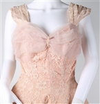 1960s WOMEN'S PINK FLORAL FULL LENGTH FORMAL DRESS