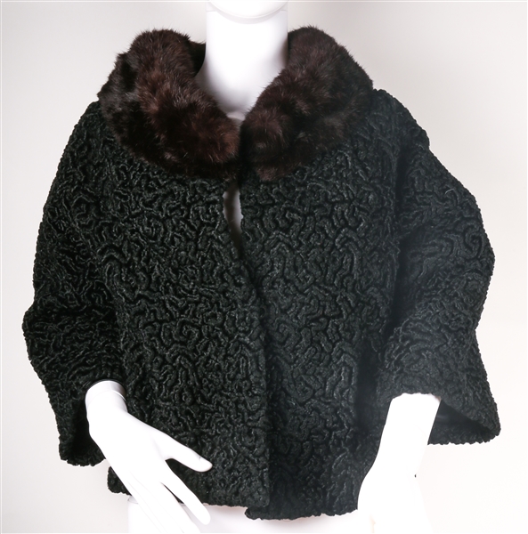 I.J. FOX WOMENS WOOL JACKET WITH FUR COLLAR