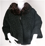 I.J. FOX WOMENS WOOL JACKET WITH FUR COLLAR