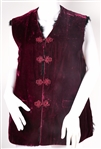 WOMENS REVERSIBLE PURPLE VELVET & RABBIT FUR VEST 