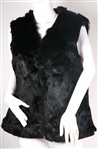 WOMEN'S REVERSIBLE PURPLE VELVET & RABBIT FUR VEST 