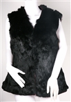 WOMEN'S REVERSIBLE PURPLE VELVET & RABBIT FUR VEST 