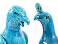 CHINESE TURQUOISE GLAZED BIRD FIGURINES