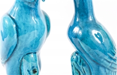 CHINESE TURQUOISE GLAZED BIRD FIGURINES