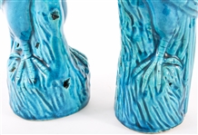 CHINESE TURQUOISE GLAZED BIRD FIGURINES