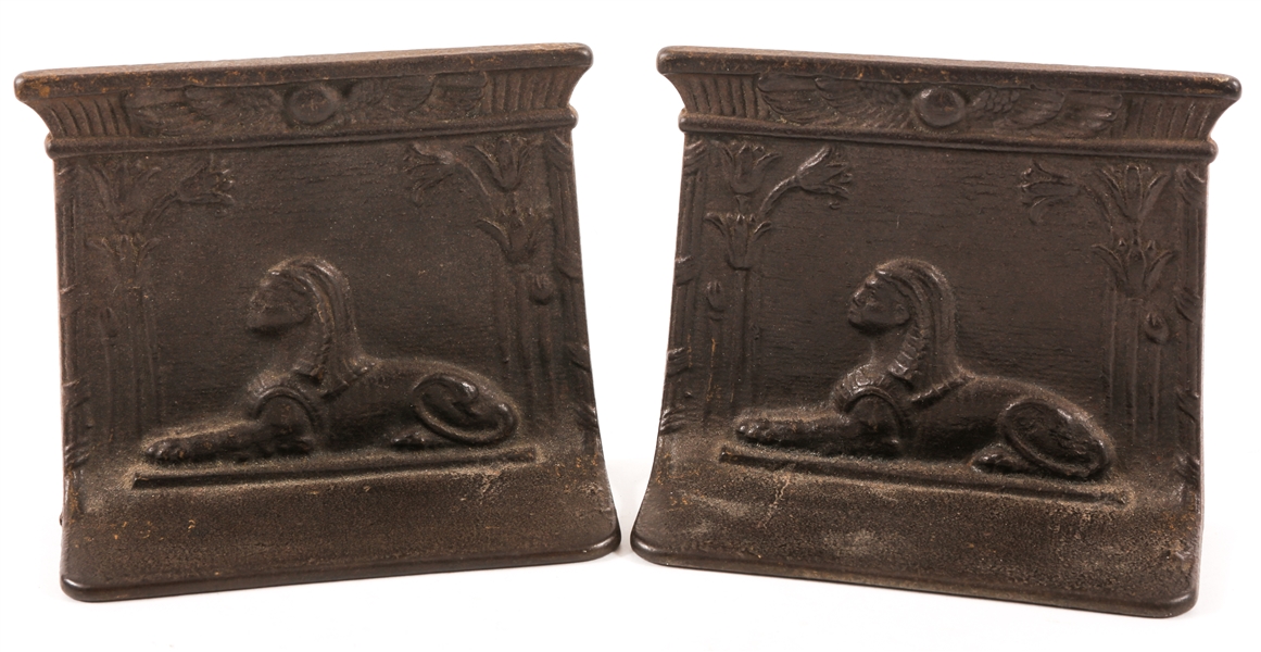 EGYPTIAN REVIVAL BRONZE SPHYNX BOOKENDS 