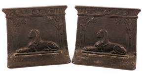 EGYPTIAN REVIVAL BRONZE SPHYNX BOOKENDS 