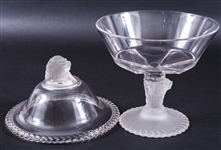 GILLENDER & SONS NEW LION PATTERN GLASS COMPOTE