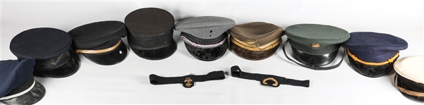 WORLD MILITARY PEAKED CAP VISORS - LOT OF 9