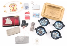 TOBACCIANA ITEMS - LIGHTERS, ASHTRAYS, MATCHSTICK CASE
