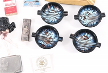 TOBACCIANA ITEMS - LIGHTERS, ASHTRAYS, MATCHSTICK CASE