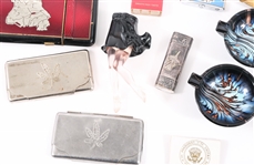 TOBACCIANA ITEMS - LIGHTERS, ASHTRAYS, MATCHSTICK CASE