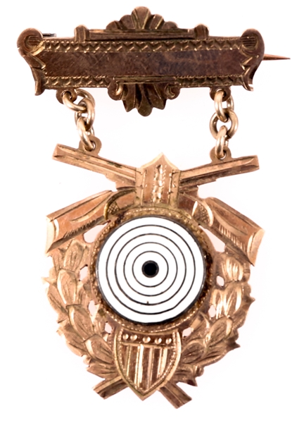10K YELLOW GOLD MARKSMANS BADGE MEDAL