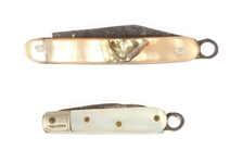 MINIATURE ABALONE MOTHER OF PEARL POCKETKNIVES LOT OF 2