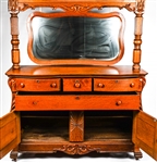 AMERICAN OAK BUFFET SERVER WITH MIRROR 