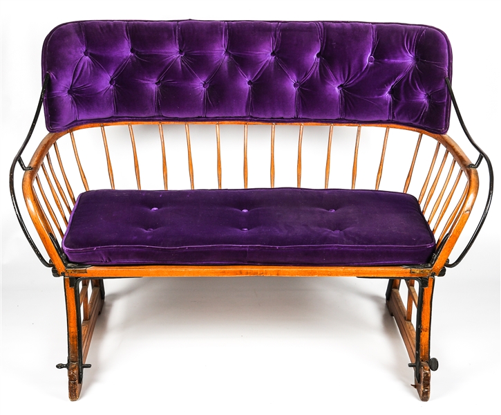19th C. CARRIAGE SEAT BENCH WITH CUSHIONS