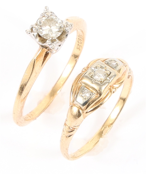 14K YELLOW GOLD DIAMOND SOLITAIRE & FASHION RINGS