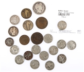 US MIXED TYPE COINS - 90% SILVER, COPPER, & NICKELS
