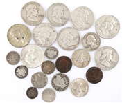 US MIXED TYPE COINS - 90%, 40% SILVER & NICKELS