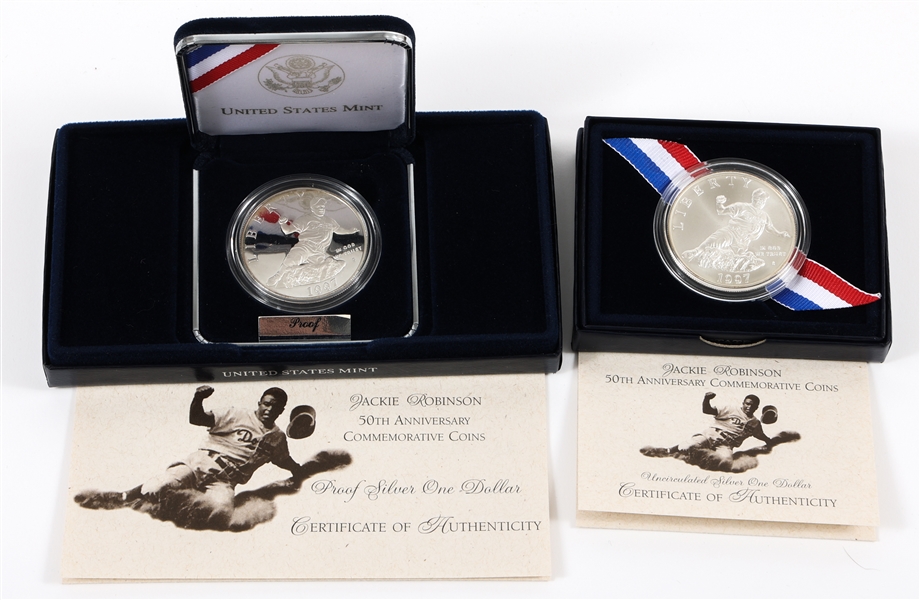 Lot Detail Jackie Robinson 50th Anniversary Commemorative Coins