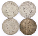 1922 US SILVER PEACE DOLLAR COINS - LOT OF 4