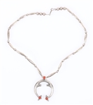 SOUTHWESTERN STERLING SILVER CORAL NAJA NECKLACE