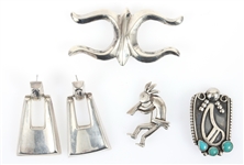 SOUTHWEST STYLE STERLING JEWELRY - BROOCHES & EARRINGS