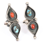 SOUTHWEST STERLING SILVER TURQUOISE CORAL RINGS