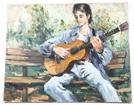 BILL SALAMON OIL PAINTING ON CANVAS MAN PLAYING GUITAR