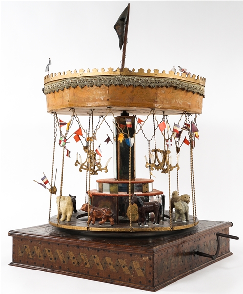 EARLY 20TH C. HAND CRANK CAROUSEL
