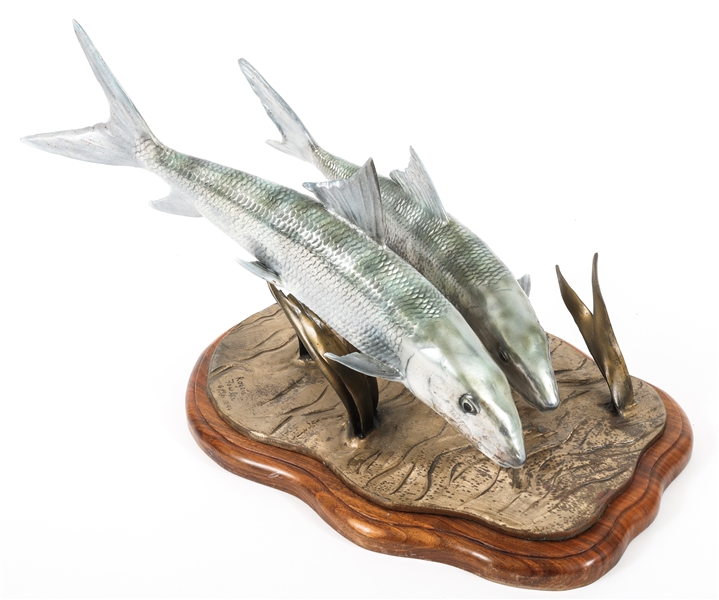 JOHN ROGERS FOWLER BONEFISH STAINLESS STEEL SCULPTURE