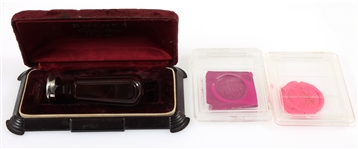 19TH C. SILVER & AGATE WAX SEAL HERALDIC COAT OF ARMS