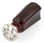 19TH C. SILVER & AGATE WAX SEAL HERALDIC COAT OF ARMS