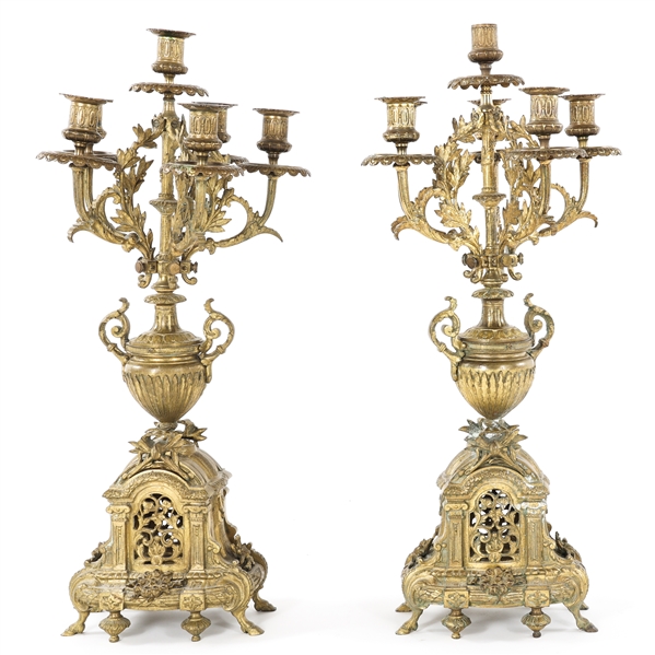 19TH C. FRENCH GILT BRONZE CANDELABRA PAIR
