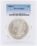 1881-S US MORGAN SILVER $1 DOLLAR COIN PCGS MS63