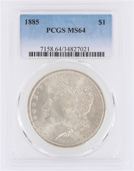 1885-P US MORGAN SILVER $1 DOLLAR COIN PCGS MS64