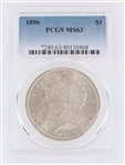 1896 US MORGAN SILVER $1 DOLLAR COIN PCGS MS63