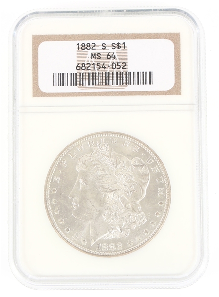 1882-S US MORGAN SILVER $1 DOLLAR COIN NGC MS64