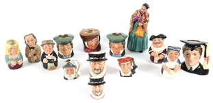 ROYAL DOULTON PORCELAIN TOBY MUGS & ASH BOWLS