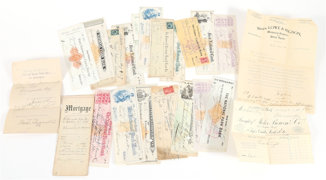 LATE 19TH EARLY 20TH C. CHECKS AND FINANCIAL DOCUMENTS