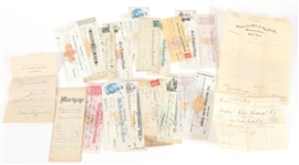 LATE 19TH EARLY 20TH C. CHECKS AND FINANCIAL DOCUMENTS